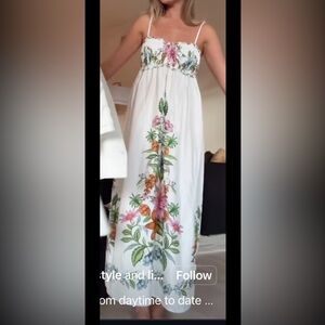 “(IN SEARCH OF )”FARM Rio White Maxi Dress with Floral Print